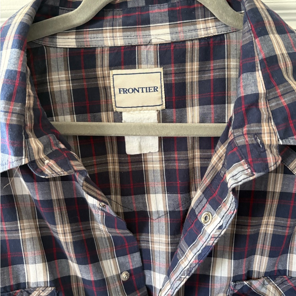 New Frontier Navy, White & Red Plaid Button-Down Shirt - Picture 3 of 4
